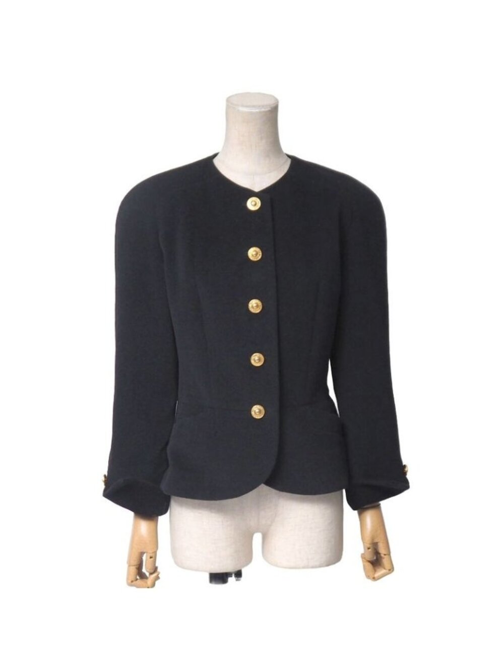 Dior Vintage Collarless Jacket 9 CD Button Angora Blend Wool